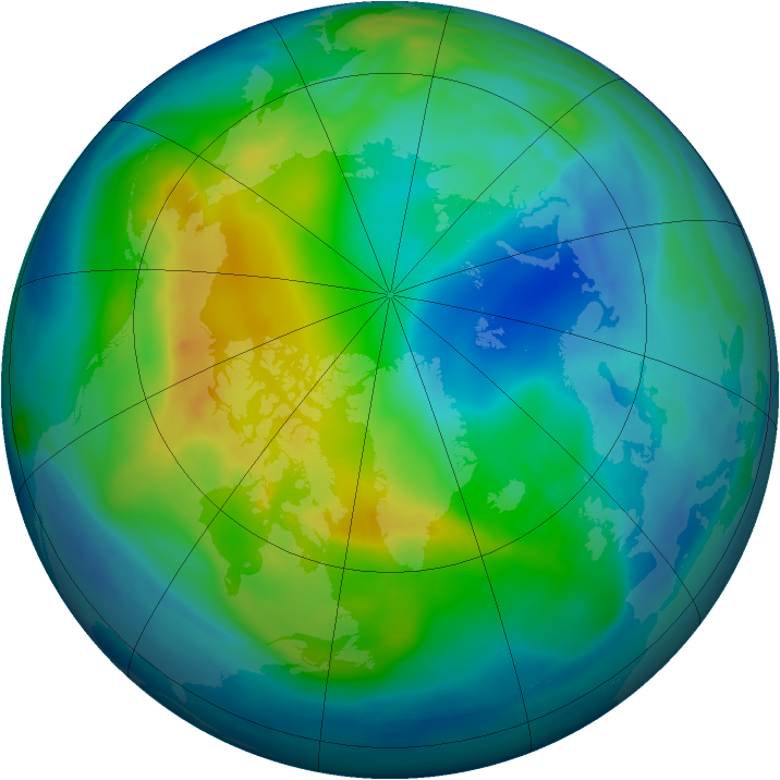Arctic ozone map for 08 November 2005